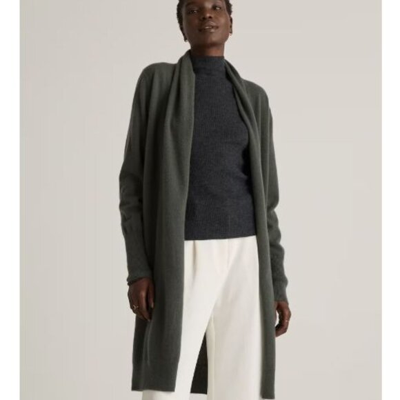 QUINCE Luxe 100% Mongolian Cashmere Duster Cardigan Black sz Small - Picture 3 of 10